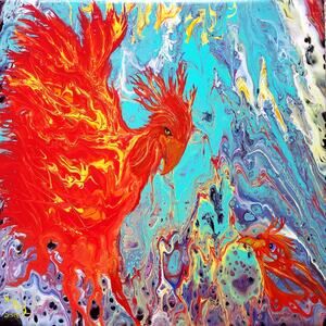 Art Print from my Original Work 12" x 12" "Birthplace of the Phoenix" Acid Free